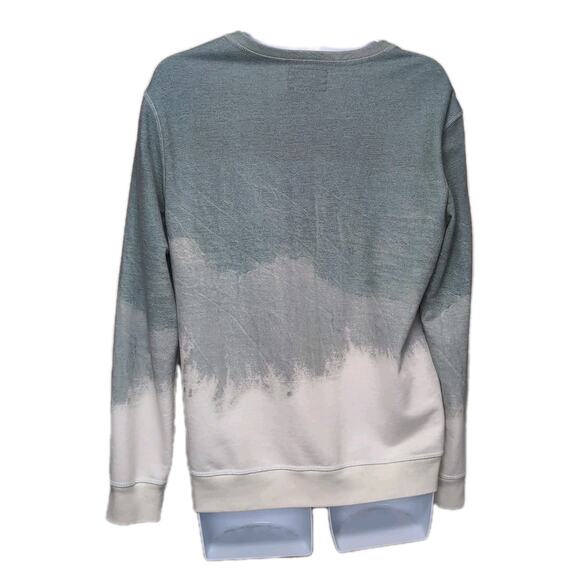 Sol Angeles Fleece Top Mens L Green Ivory Drip Dye Pullover Crew Sweatshirt USA - Picture 3 of 16